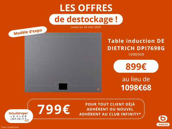 Table induction DE DIETRICH, offre destockage