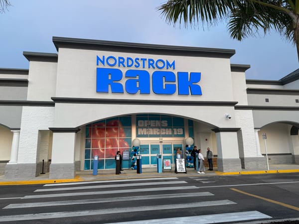 Street view of Nordstrom Rack in Sarasota, Florida near major retailers, dining, and everyday shopping destinations.