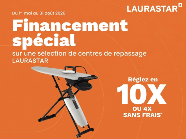 Chez Boulanger Chambéry, profitez d’un financement spécial sur une sélection de centres de repassage Laurastar en 10x ou 4x sans frais.