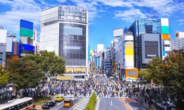 渋谷・スクランブル交差点の様子
