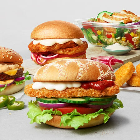 MAX fried Chicken sandwiches, burgers and salads.
