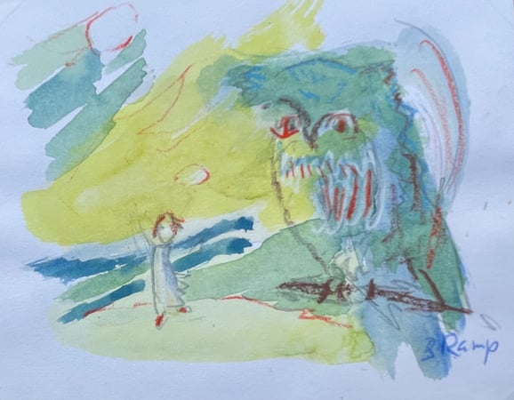 "Eule zu Kind" Aquarell von Barbara Ramp Pratteln, www.rampart.ch