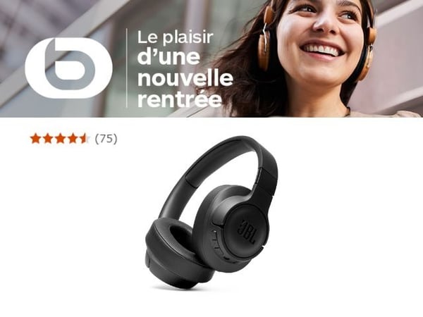 Le casque Casque Jbl Tune 710 en réduction pour la rentrée chez Boulanger Thiais