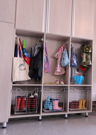 Garage organizers - shelves and wall-mounted hooks