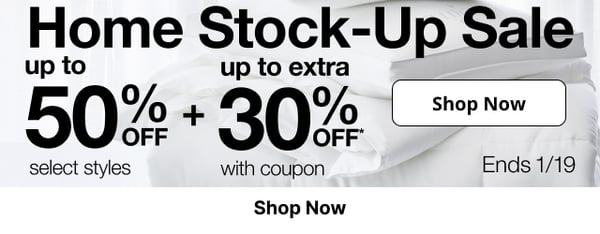 Save up to 50% off during JCPenney's Home Stock Up Sale!