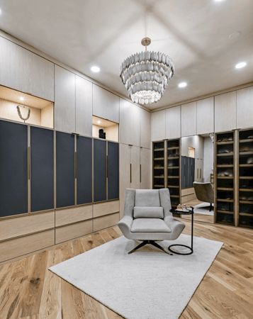 Luxurious walk-in closet by California Closets Austin