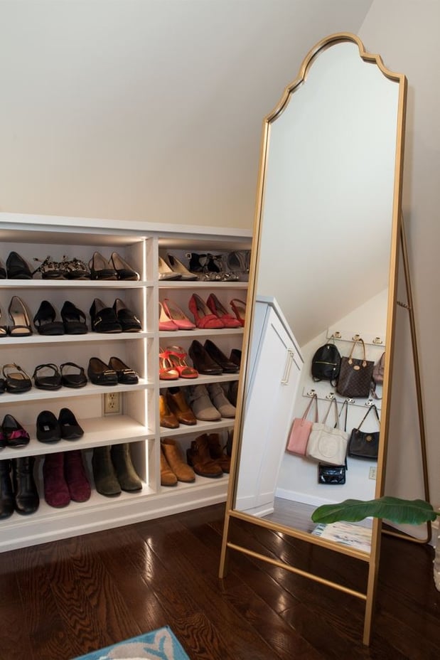 Custom Shoe Shelves with Accent Lighting