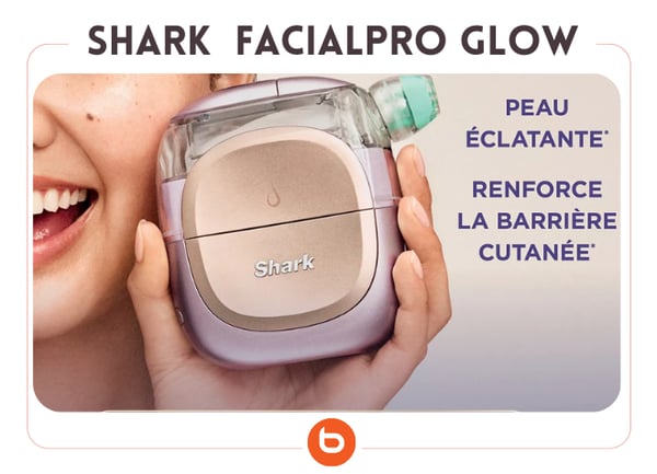 Appareil éclat visage Shark FacialPro Glow + DePuff 3-en-1 bleu avec fonctions nettoyage, hydratation et massage chez Boulanger Creil – Saint-Maximin