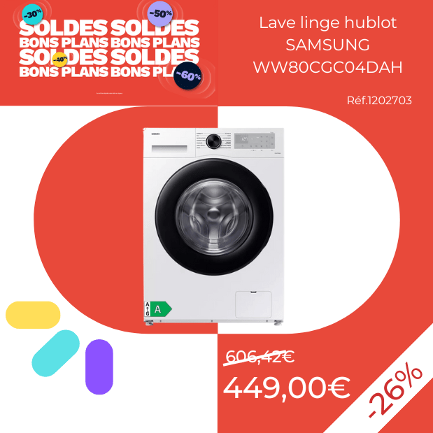Lave linge hublot SAMSUNG WW80CGC04DAH