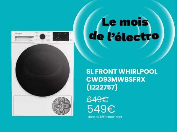 Sèche linge pompe à chaleur WHIRLPOOL CWD93MWBSFRX