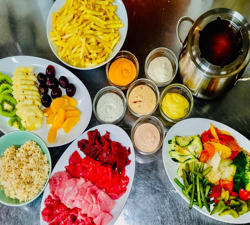 Fleisch Fondue im Dezember