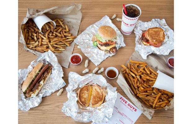 Five Guys Germantown: Cheeseburger, hot dog, fries, and milkshakes