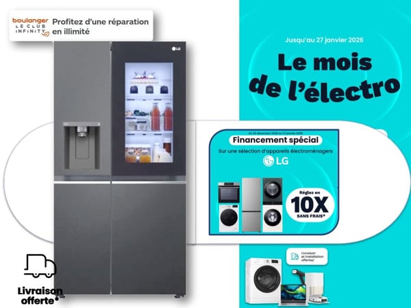 Besoin d'un frigo américain LG à Châteauroux ? Profitez de la livraison et mise en service OFFERTES de votre frigo américain LG instaview par Boulanger Châteauroux !