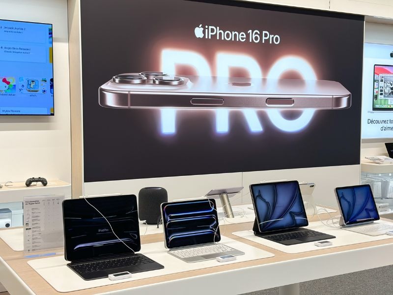 Les tablettes Apple présentées au magasin Boulanger Avignon Le Pontet, vous permet de se rendre compte des caractéristiques des différents IPad que ce soit en taille, matières, couleurs, et interface.