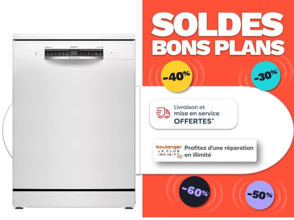 soldes lave-vaisselle encastrable pose libre bosch whirlpool siemens miele silencieux économie énergie classe a promotion électroménager boulanger toulouse colomiers