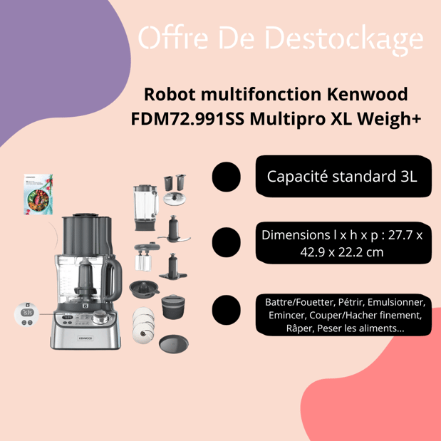 Le Robot multifonction Kenwood FDM72.991SS Multipro XL Weigh+ de votre magasin Boulanger Persan-Chambly.