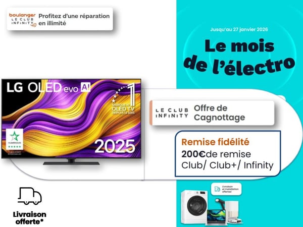 Découvrez l'apogée de la technologie en matière de télévision OLED LG et bien d'autres chez Boulanger Bordeaux Mérignac pendant le mois de l'électro du 26 décembre au 27 janvier