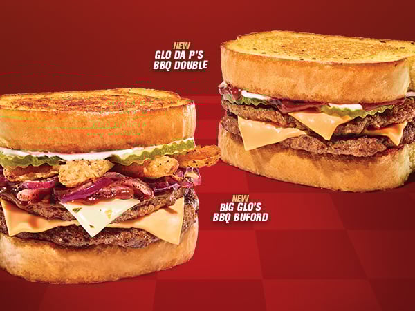 New Glo Da P's BBQ Double Sandwich and New Big Glo's BBQ Buford Sandwich