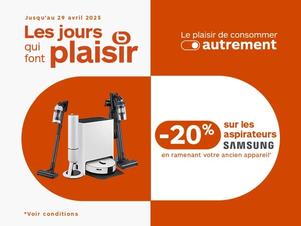 -20% sur les aspirateurs Samsung*