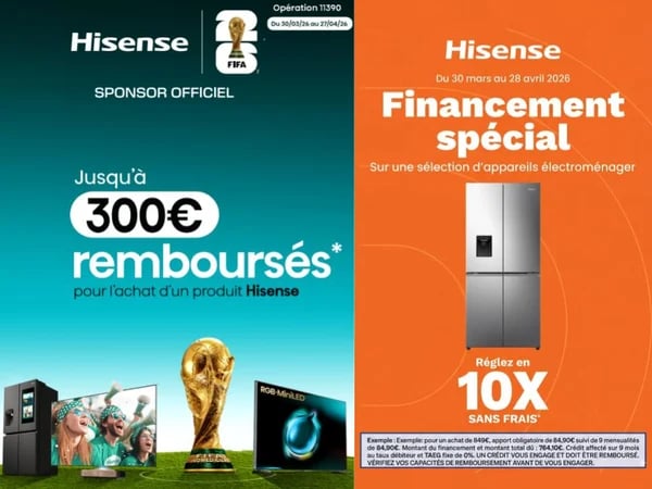 10X sans frais sur une sélection d'électroménager HISENSE - Profitez également de la livraison & de la mise en service offertes par Boulanger Bordeaux lac - OUVERT Lundi 6 Avril