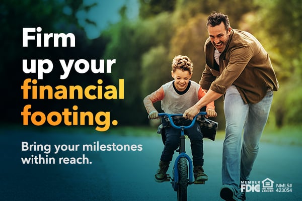 Text: Firm up your financial footing.