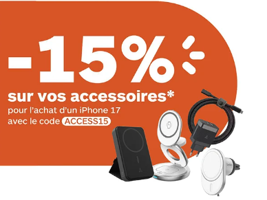 -15 % sur vos accessoires pour achat iphone 17