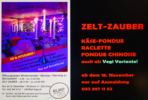 * Zelt-Zauber * ab dem 18. November bis Silvester 2022
