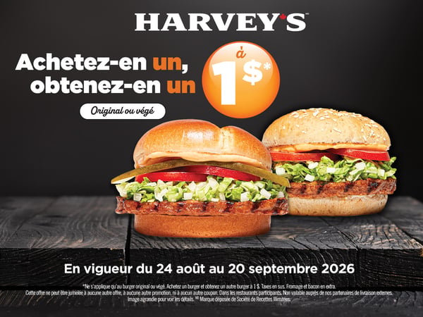 Achetez un burger, obtenez-en un 2e à 1 $
