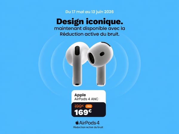 AirPods 4 ANC : design iconique et réduction de bruit active.