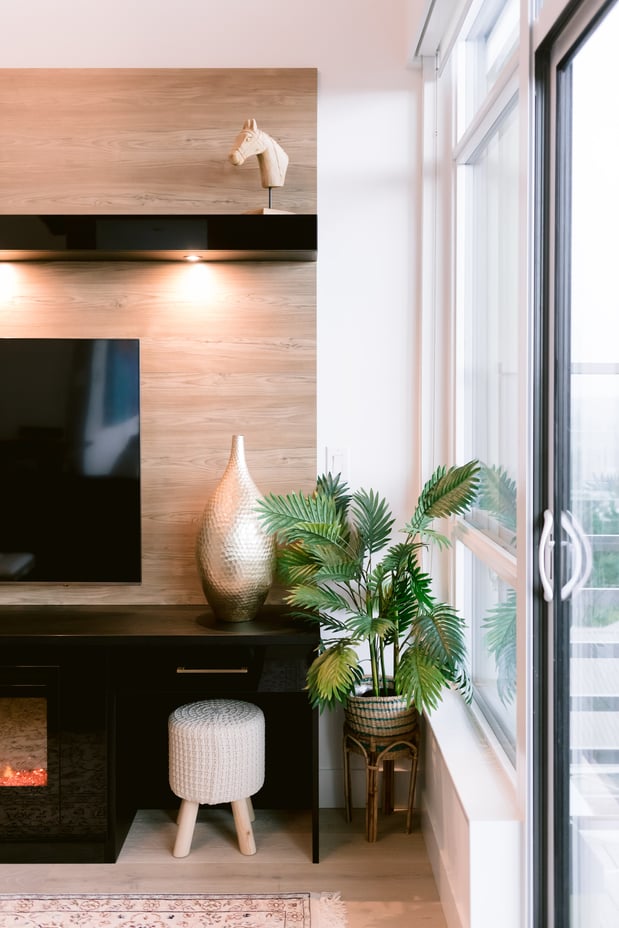 View of small multipurpose desk space built into media centre