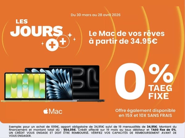 Le MAC de vos rêves à partir de 34,95€ grâce à un financement Sans Frais à Boulanger Pau-Lons !