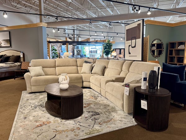 Woodbury Slumberland Furniture white L-shaped sectional