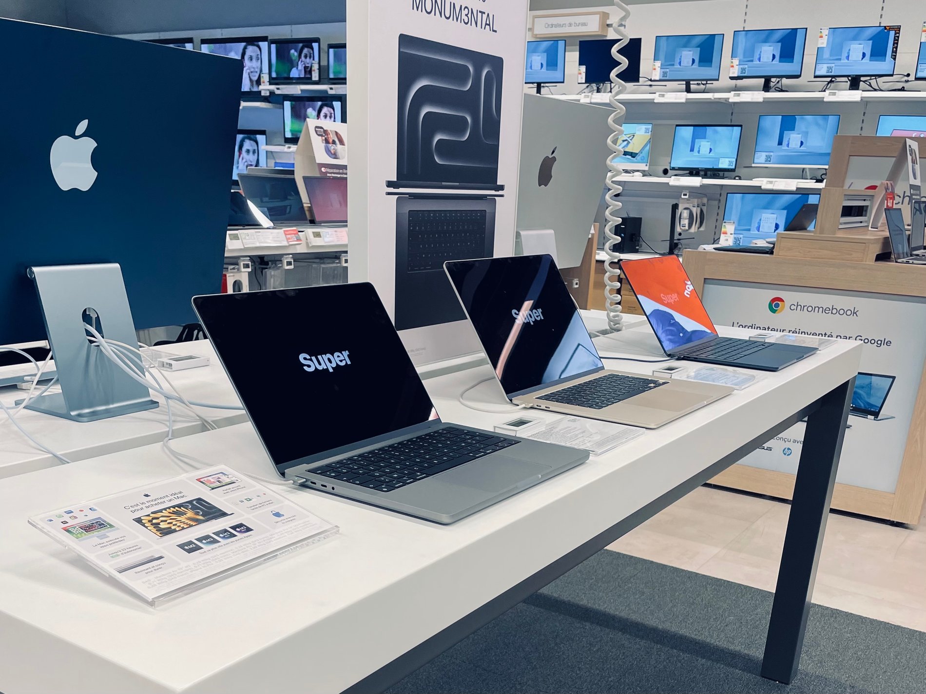 Venez découvrir les MacBook Pro 16 et 14 ainsi que les MacBook Air en 13 et 15 puce Apple M3, M2 ou M1 dans votre magasin Boulanger Villefranche sur Saône