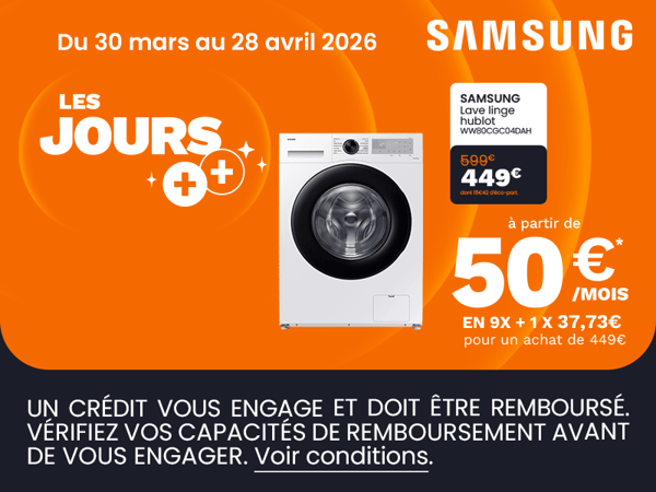 Lave linge hublot SAMSUNG WW80CGC04DAH chez boulanger lyon cordeliers
