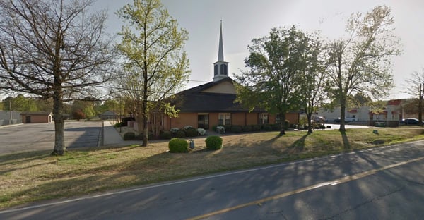 Street view of the exterior of Church of Jesus Christ of Latter-day Saints in Greenwood, Arkansas.