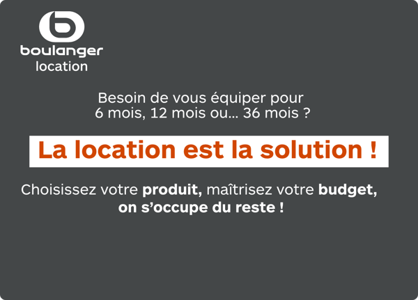 Chez Boulanger Location nous sélectionnons des produits performants, économiques et durables. Nous mettons tout en œuvre pour réparer et reconditionner votre appareil en fin de contrat pour lui donner une deuxième vie.