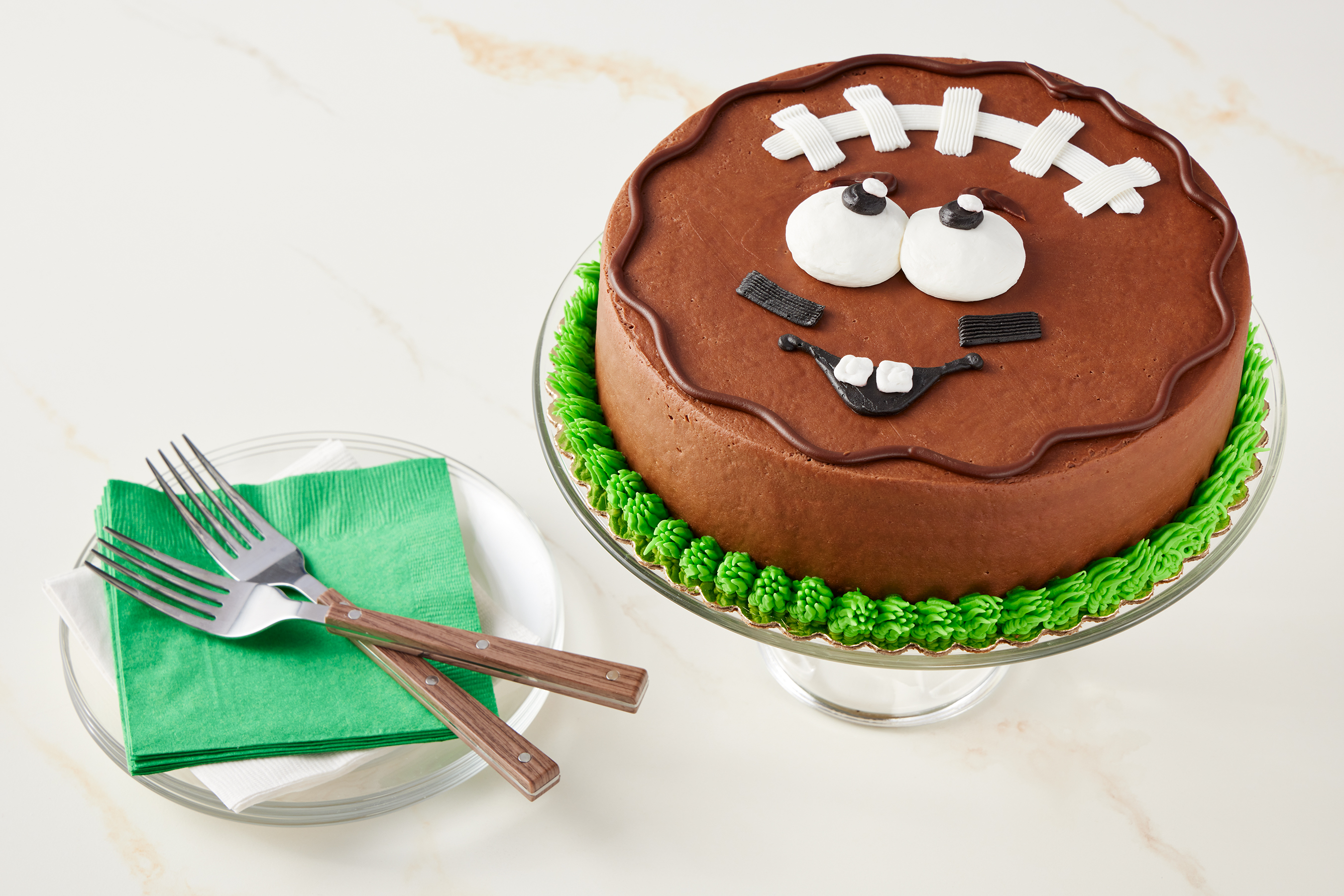 football cake and silverware