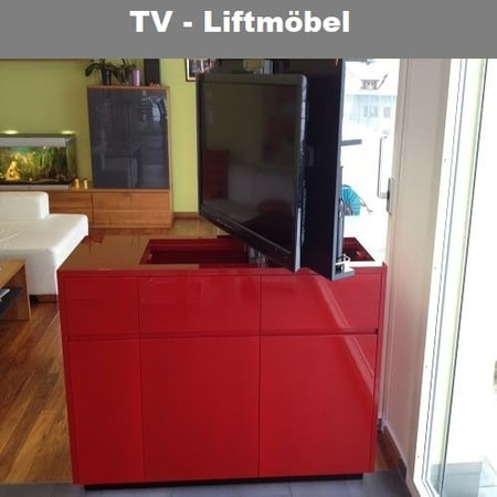 TV- Möbel mit versenkbarem TV aus eigener Schreinerei