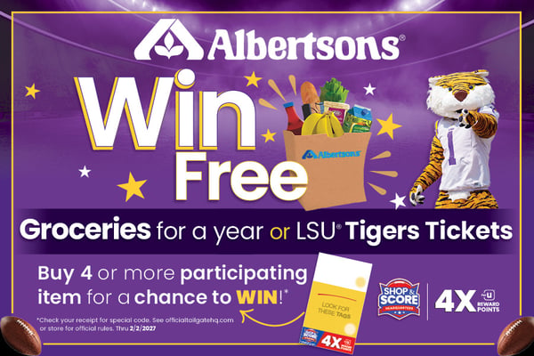 albertsons win free groceries for a year or lsu tigers tickets restrictions apply