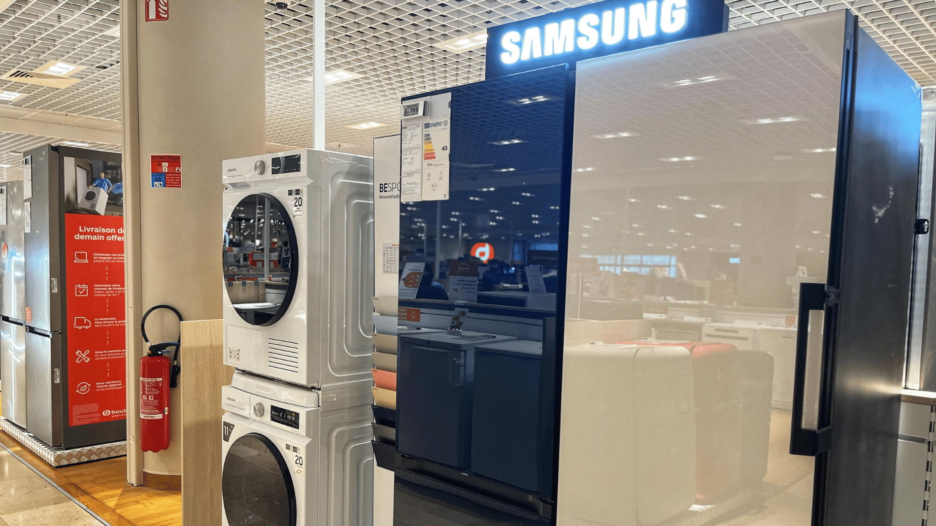LAVE LINGE SAMSUNG BESPOKE, SECHE LINGE SAMSUNG BESPOKE, REFRIGERATEUR ET CONGELATEUR SAMSUNG BESPOKE CHEZ BOULANGER NICE CAP 3000