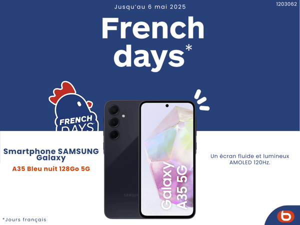découvrez la Smartphone SAMSUNG Galaxy A35 Bleu nuit 128Go 5G dans votre magasin Boulanger Boulogne-Sur-Mer