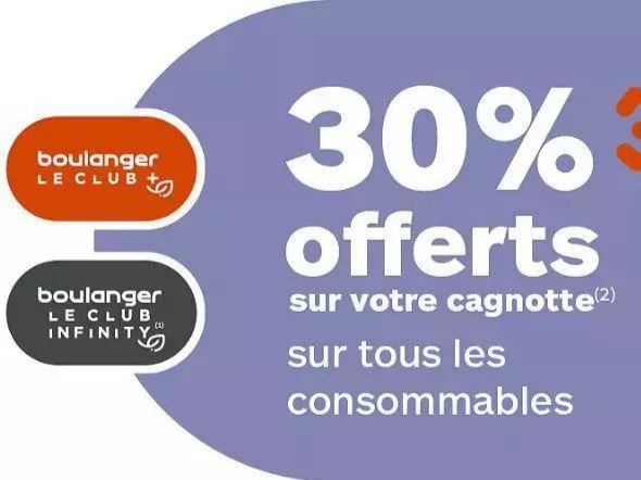 30% offerts sur votre cagnotte dans votre magasin Boulanger Waziers- Douai