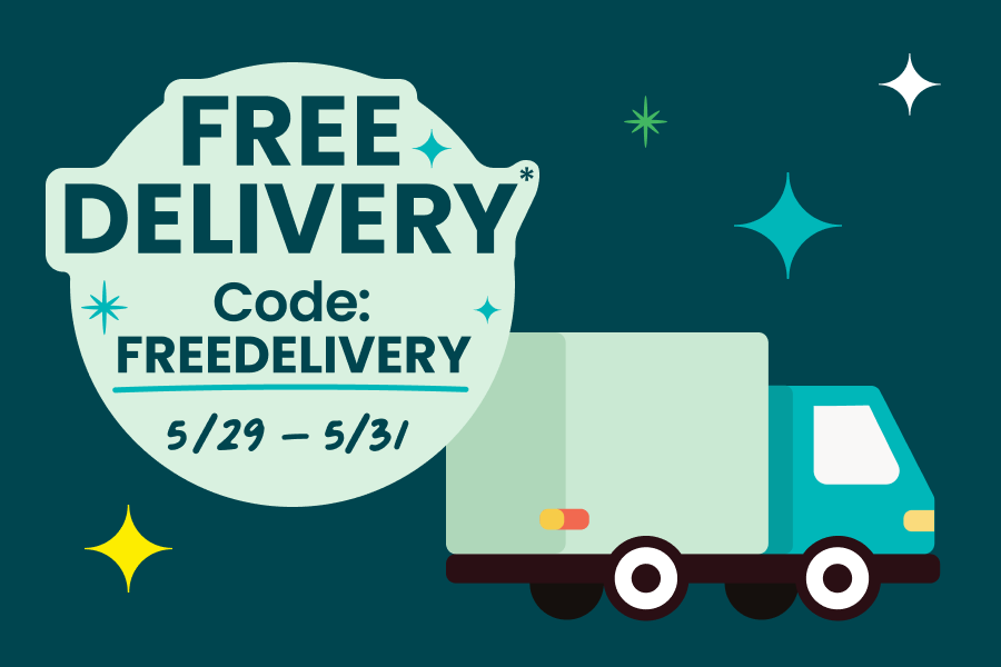 free delivery with code free delivery may twenty ninth through may thirty first