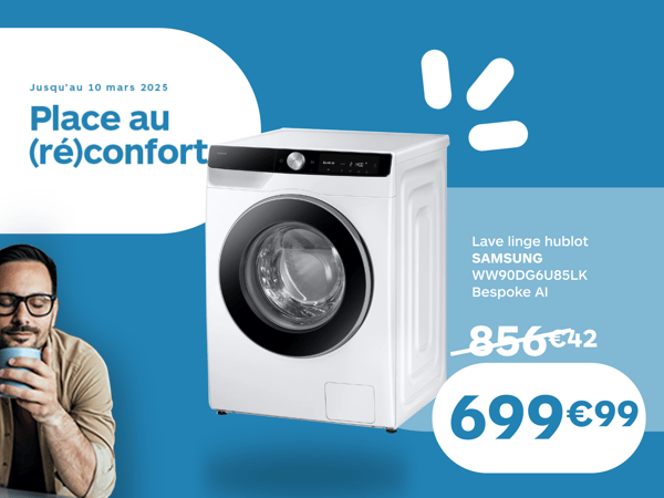 Lave linge hublot SAMSUNG WW90DG6U85LK Bespoke AI Réf. 1202478