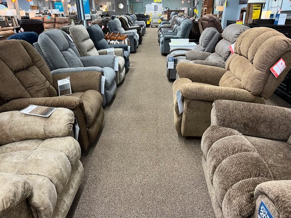 Recliners at Slumberland Furniture Store in Fergus Falls,  MN