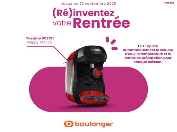 découvrez le Tassimo BOSCH Happy TAS103E  dans votre magasin Boulanger Boulogne-Sur-Mer