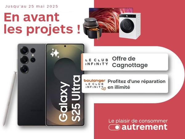 Boulanger Anglet

Samsung Galaxy S25 Ultra

Smartphone haut de gamme Boulanger

En avant les projets Boulanger

Galaxy S25 Ultra Anglet

Téléphone Samsung 2025 Boulanger

Club Infinity Boulanger

Cagnottage smartphone Boulanger

Réparation illimitée mobile Boulanger

Offre smartphone mai 2025
