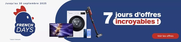 Organisés deux fois par an, les French Days offrent aux consommateurs l'opportunité de bénéficier de réductions sur une large gamme de produits électroménagers et multimédias made in France !  La date des French days peut varier d’une année à l’autre. Cette année, les French Days ont lieu du 24 au 30 Septembre. Venez profiter de cette opportunité de shopping exceptionnelle chez Boulanger !