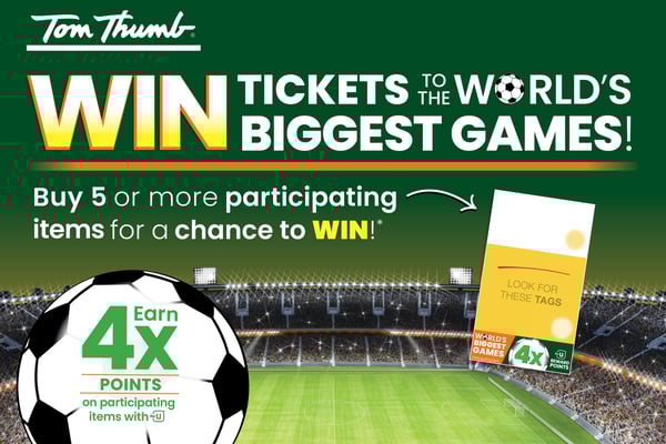tom thumb win tickets to the worlds biggest games buy five or more participating items for a chance to win earn four times the points on participating items with for you
