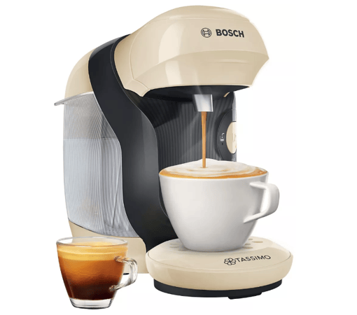 La Tassimo BOSCH TASSIMO TAS117E, avec son design moderne et compact, s'intègre parfaitement dans toutes les cuisines. Conçue de manière responsable, elle utilise 22% de plastique recyclé, assurant une faible consommation d'énergie. Son poids léger de 2,3 kg et ses dimensions réduites (26,5 x 17,1 x 32 cm) facilitent son installation. Dotée d'un réservoir d'eau amovible de 0,7 L et d'un support de tasse ajustable, elle s'adapte à toutes les tailles de tasses, bols et mugs, offrant une flexibilité maximale.